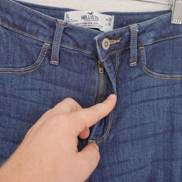 Hollister Curvy High Rise Jegging Legging Blue Denim Jeans 26 / 29 Distressed Fa - Picture 3 of 7